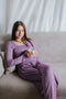 Women Fall pajama set Lavender shirt + Pants